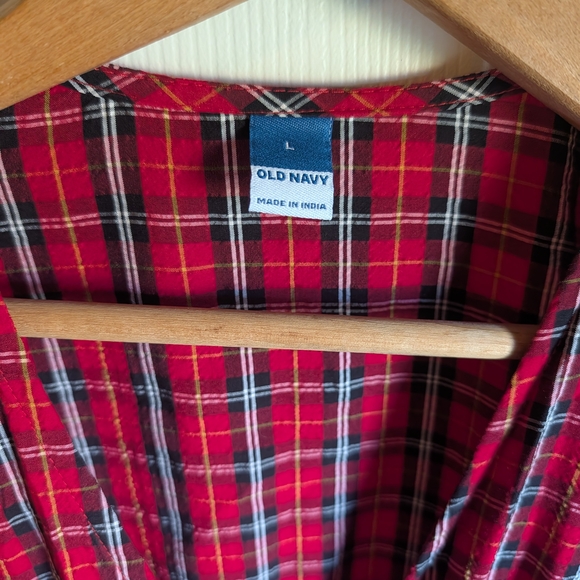 Old Navy Red Plaid Midi Dress - Picture 2 of 3
